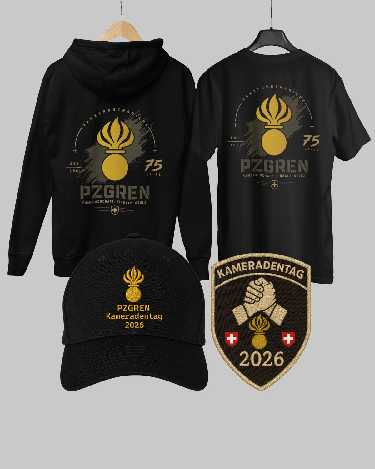 pzgren Kameraden Hoodie + T-Shirt + Cap + Badge