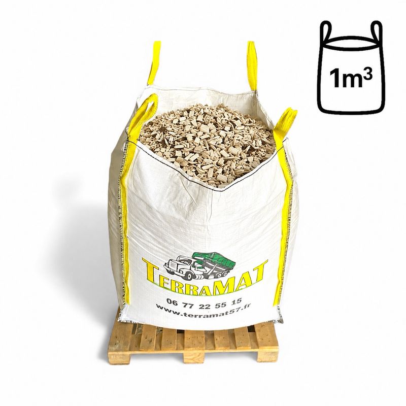 Big-Bag 1 m³ Mulch broyage résineux 10/40 Copeaux amortissants certifiés TÜV EN1176 pour aire de jeux