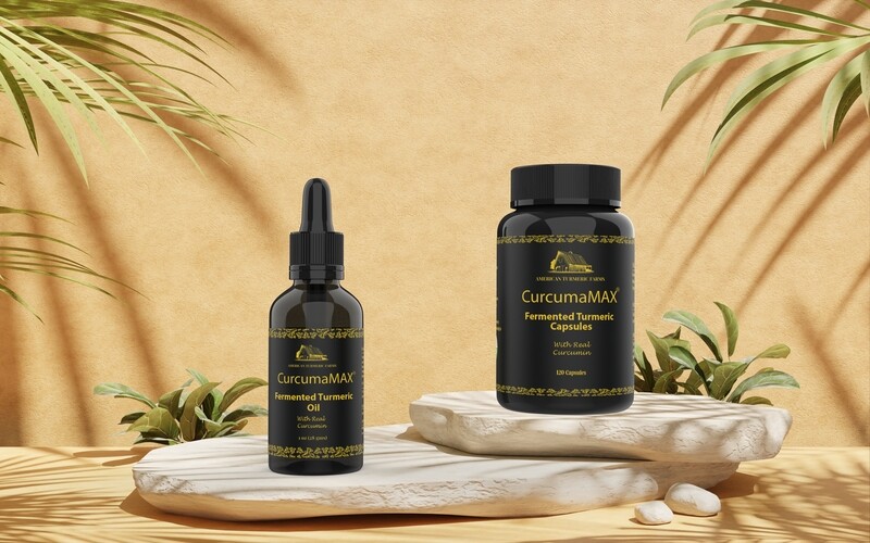 Perfect Combo- CurcumaMAX Fermented Turmeric  Oil and Turmeric Capsules-Certified Lead-Free