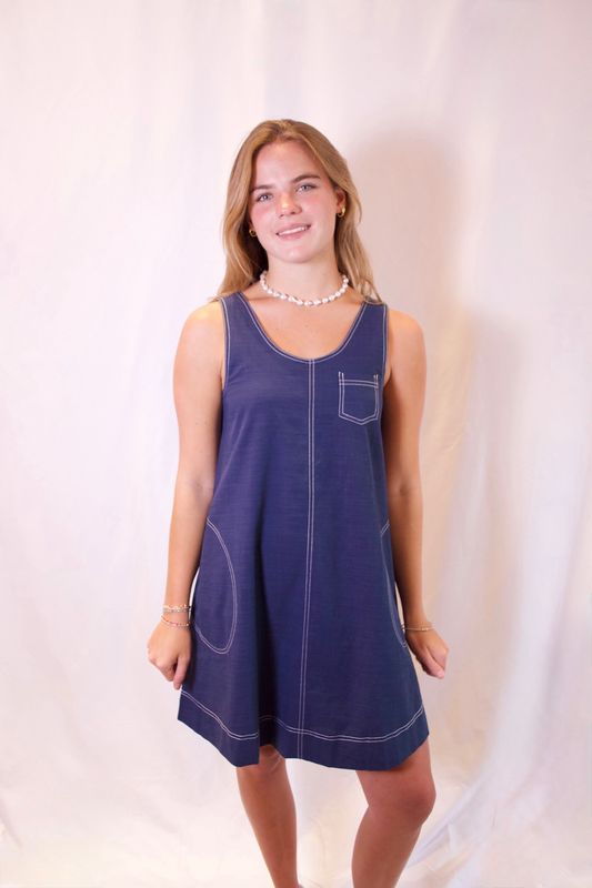 Contrast Stitching Dress