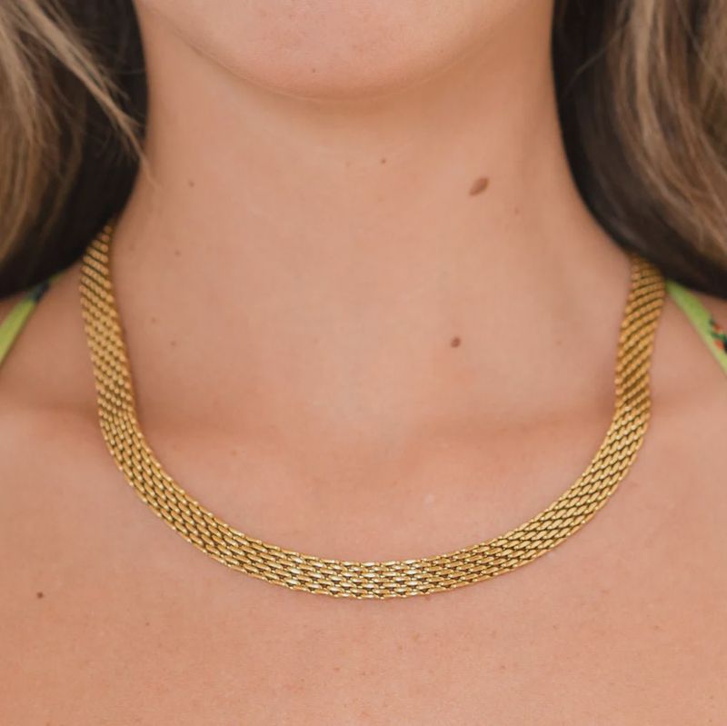 Waterproof Gold Braided Necklace