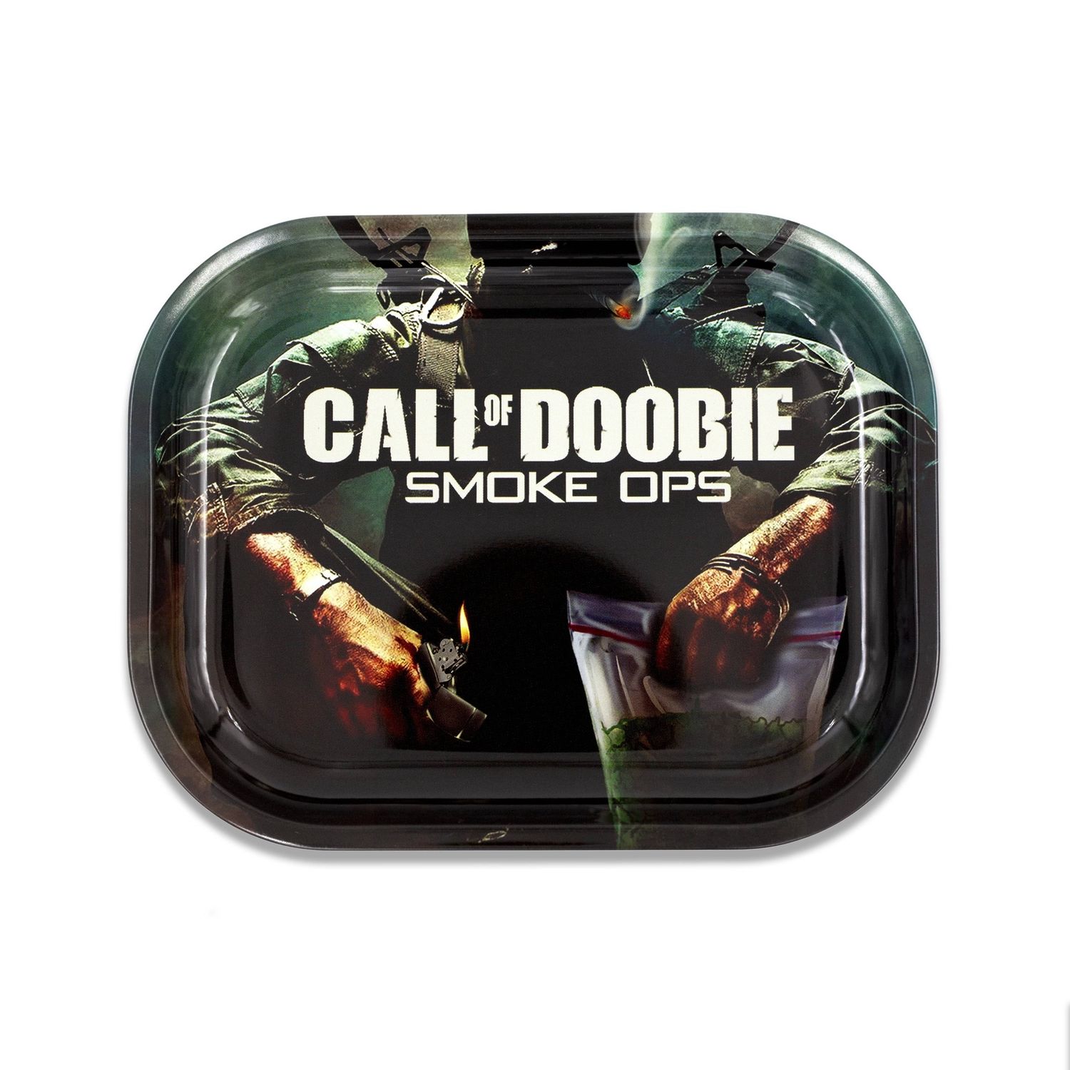 V Syndicate - Metal Rolling Tray, Sizes (SML): Small, Rolling Tray Design: Call of Doobie
