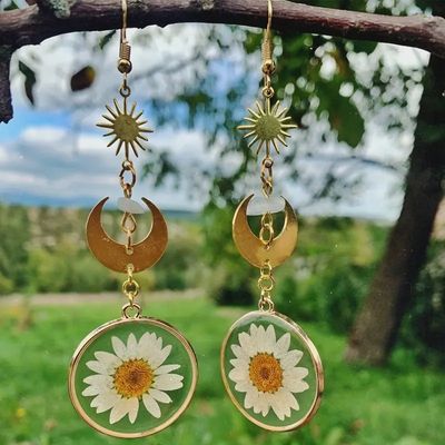Sun and Moon Daisy Earrings
