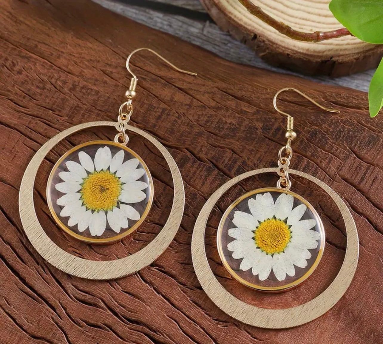 Daisy Hanging Hoop Earrings