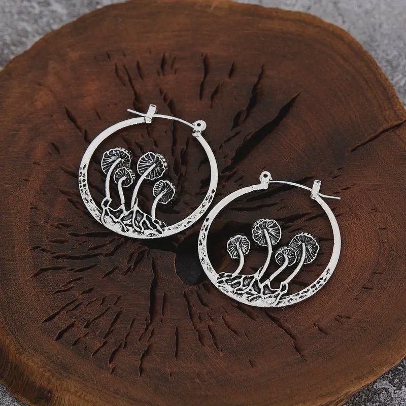 Mushroom Hoop Earrings