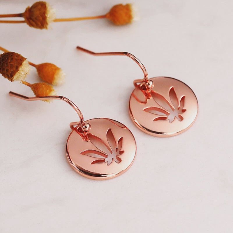 Rose Gold Cannabis Leaf Earrings