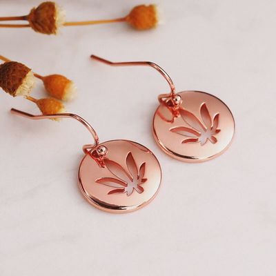 Rose Gold Cannabis Leaf Earrings