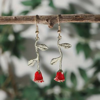 Rose Enamel Earrings