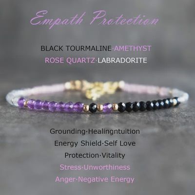 Stone Bracelet - Black Tourmaline, Amethyst, Rose Quartz, Labradorite