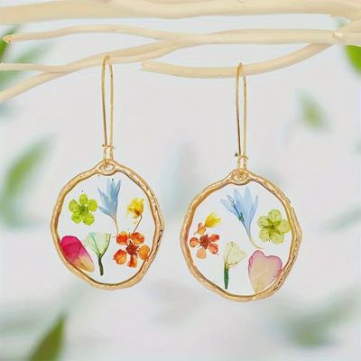 Dried Flower Organic Hoop Earrings