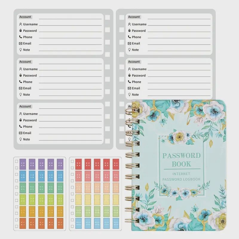 Floral Password Book, Colour: Green
