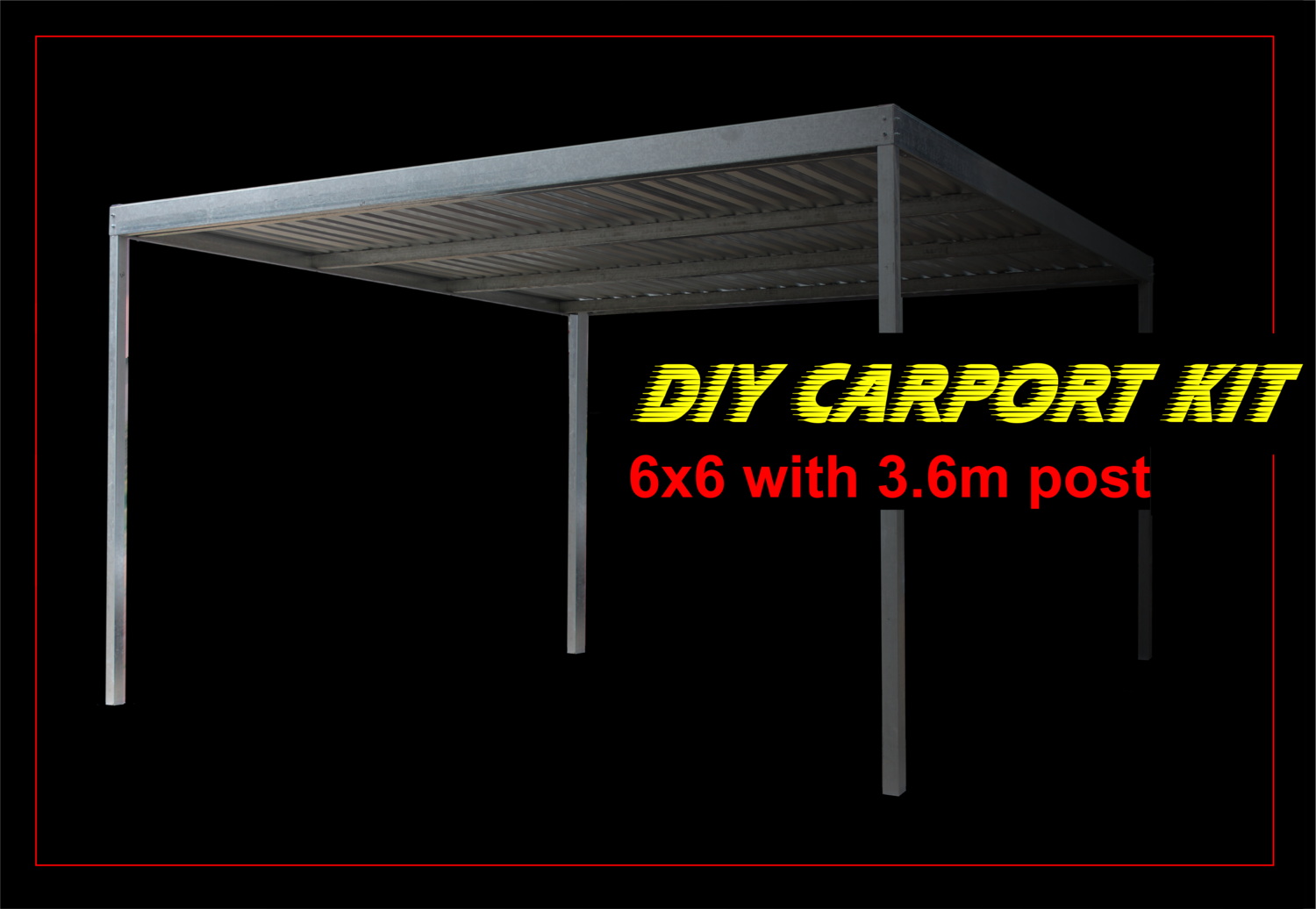 6m x 6m x 3m galvanised carport kit with 3.6m post - 1207955835