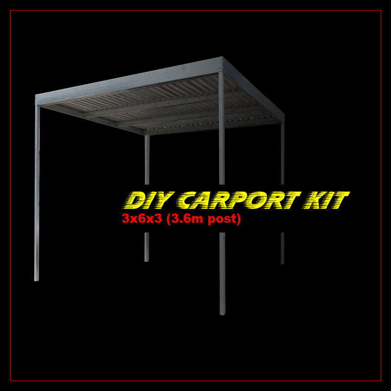 3m x 6m x 3m galvanised carport kit with 3.6m post