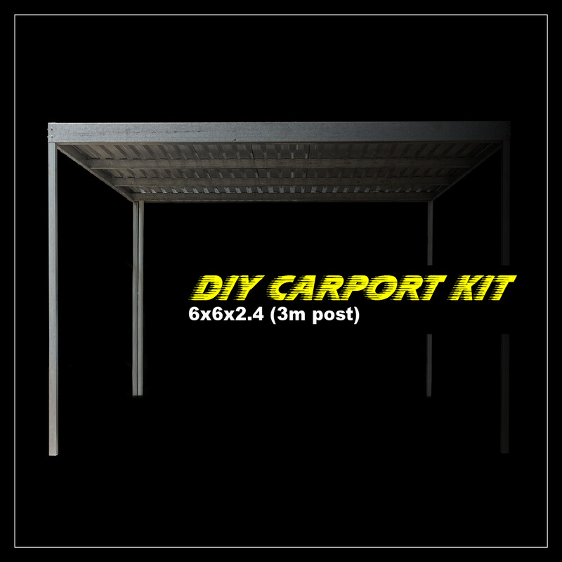 6m x 6m x 2.4m galvanized carport kit with 3m post