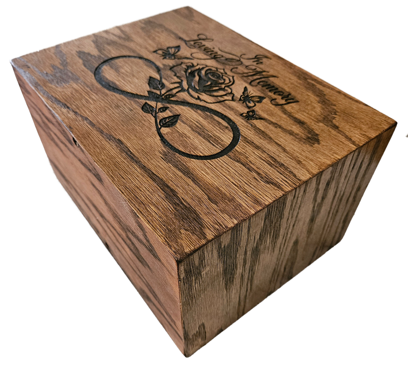 Mitered Oak Urn - Finished and Engraved