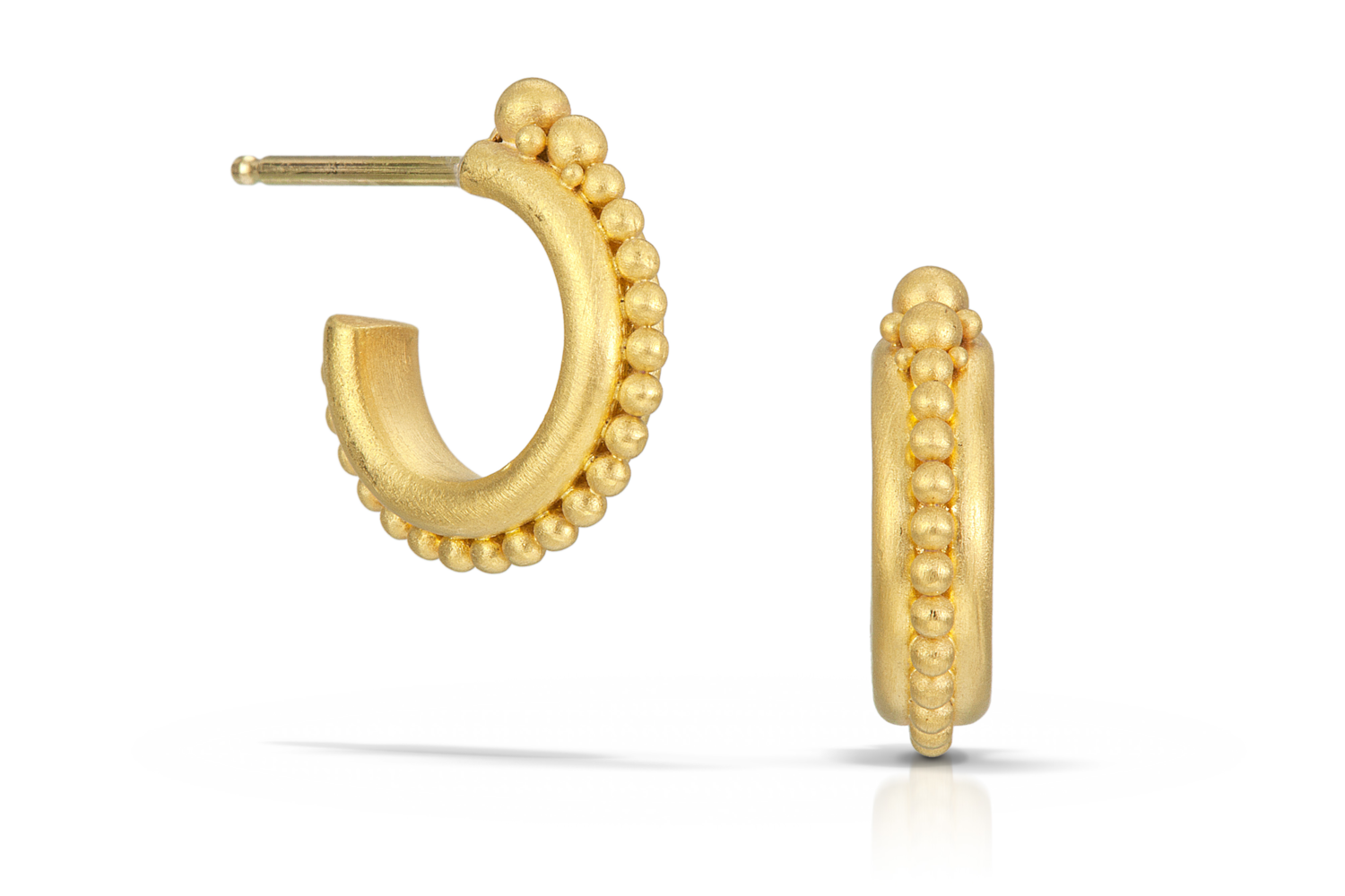 22 kt small hoop earrings with granulation.