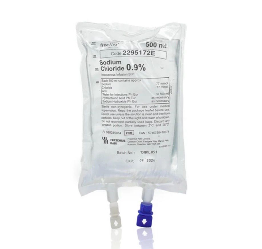 Sterile Saline IV Bag 250ml Sodium Chloride 0.9%