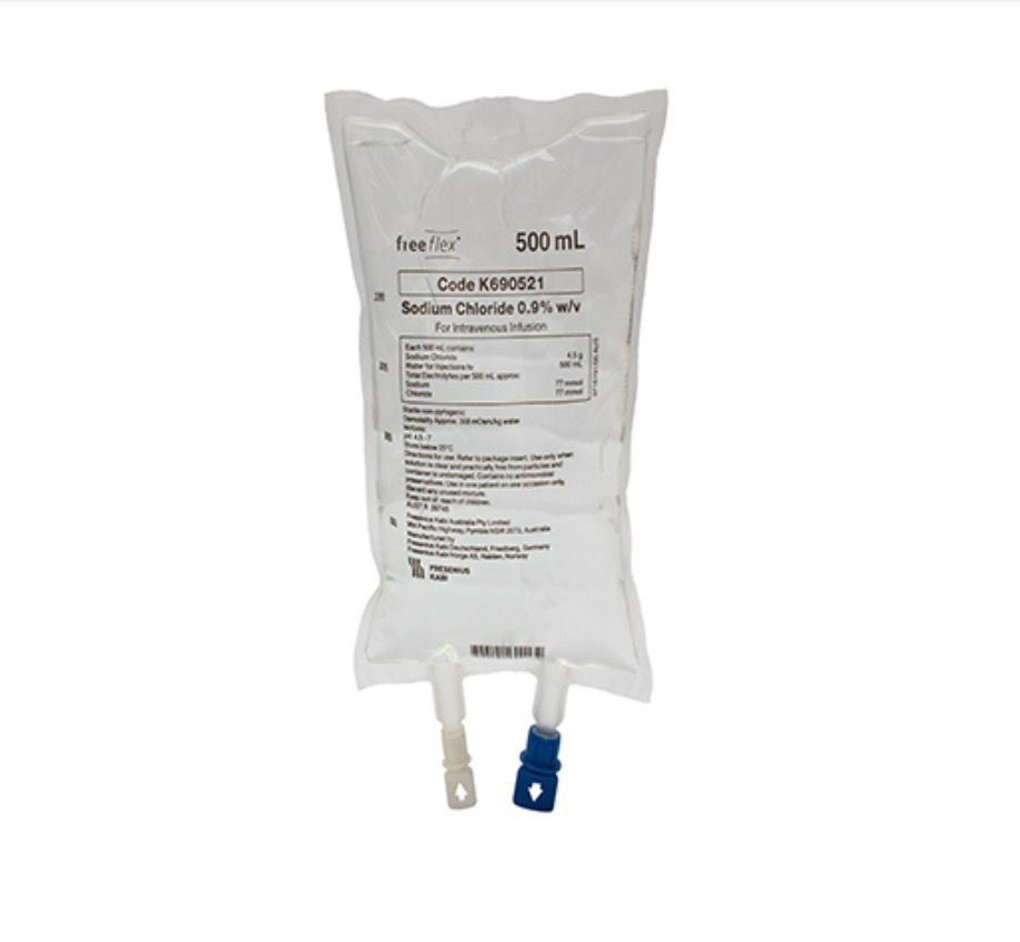 Sterile Saline IV Bag 500ml Sodium Chloride 0.9%