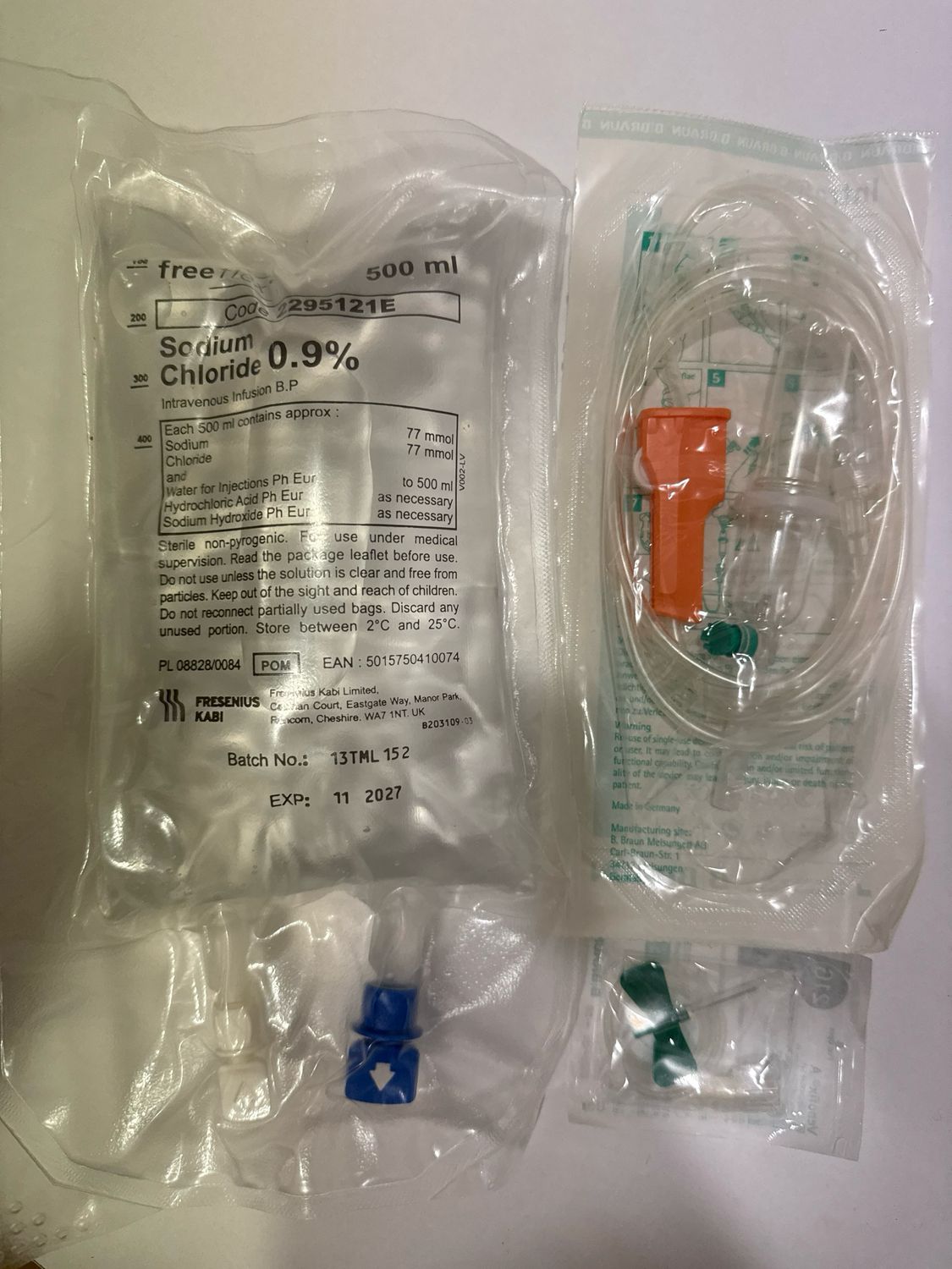 FULL IV SET - WITH 500ML BAG, GIVING SET & BUTTERFLY