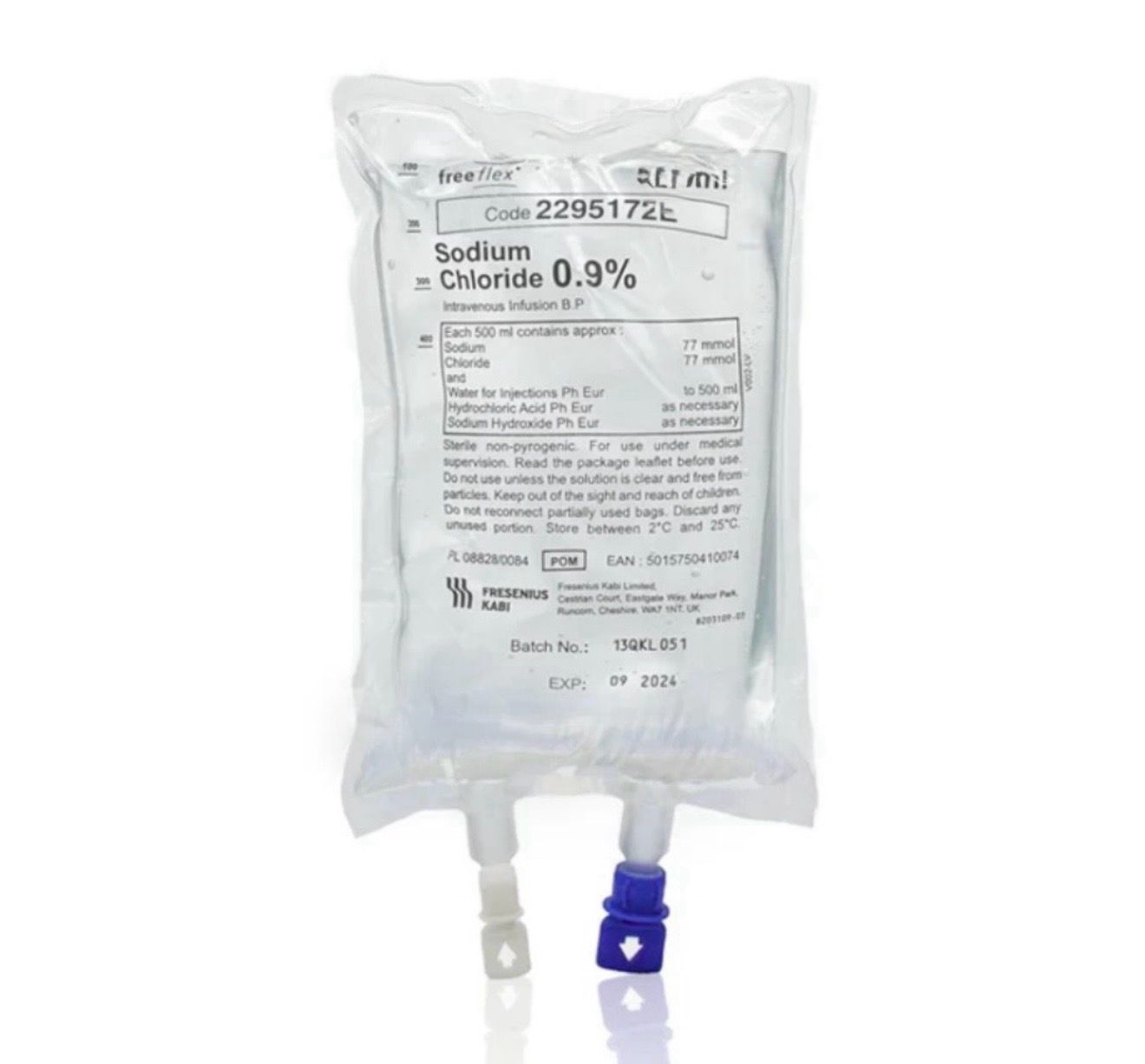 Sterile Saline IV Bag 250ml Sodium Chloride 0.9%