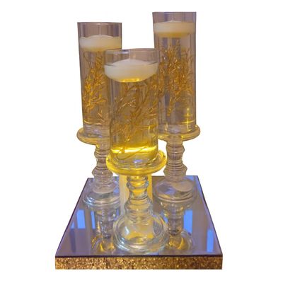 Amber Floating Candle Holder Set