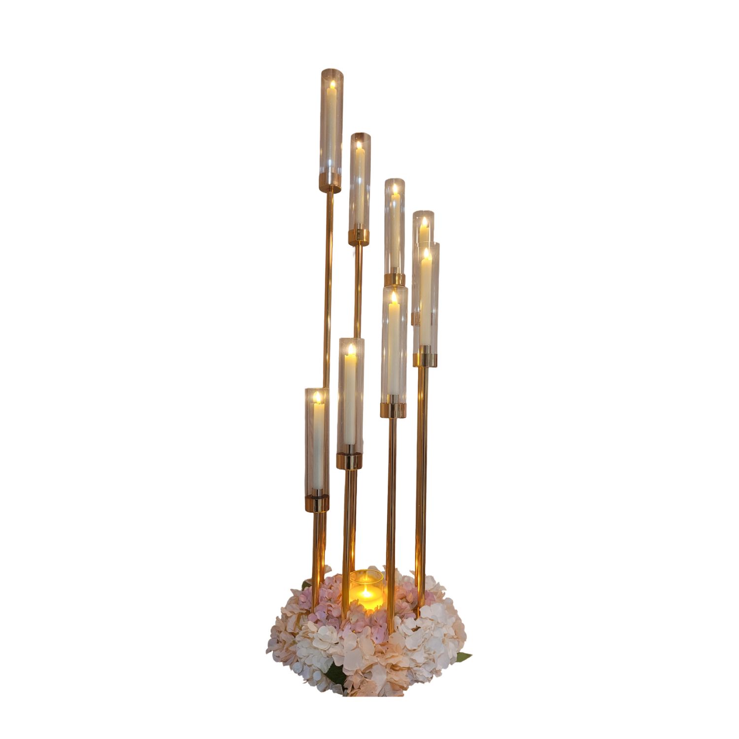 Gold Candle Tower with Blush Base