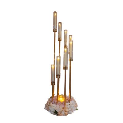 Gold Candle Tower with Blush Base