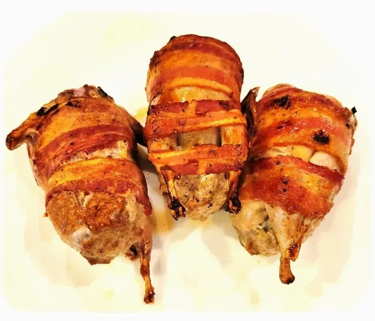 Bacon-Wrapped, Sausage-Stuffed Quail (2 Packs)