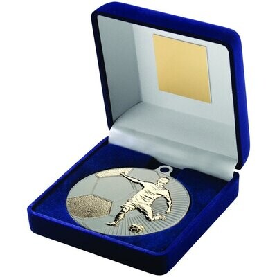 Football Medal with Blue Medal Box In 3 Colours TY102A
