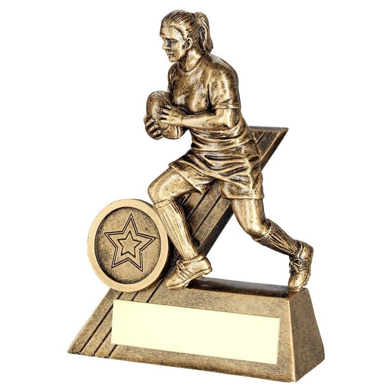 Female Resin Rugby Awards  in 3 sizes RF055A 102mm