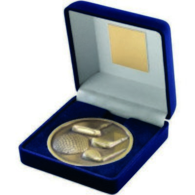 Antique Gold Medallion with Blue Medal Box Golf Award TY30A 70mm