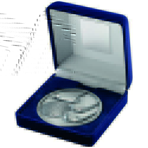 Antique Silver Medallion with Blue Medal Box Golf Award TY30B  70mm