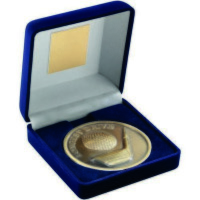 Longest Drive Medallion with Blue Medal Box Golf Award TY32A 70mm