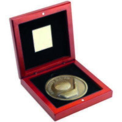 Longest Drive Medallion with Wooden Medal Box Golf Award TY33A 70mm