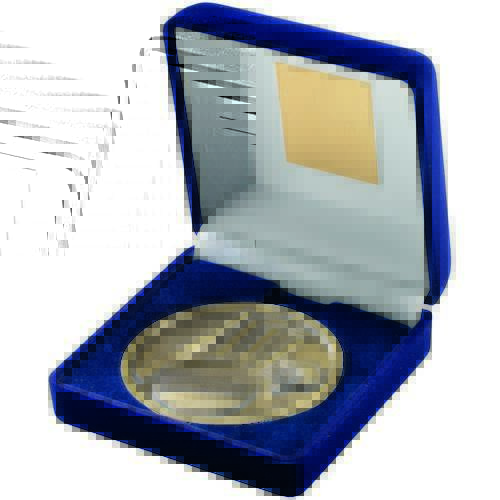 Medallion with Blue Medal Box Cricket Award TY141A  70mm Available in 2 colours