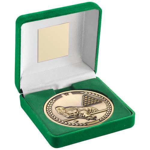Antique Gold Medallion with Green Medal Box Pool/Snooker Award TY39A  70mm