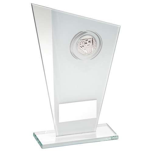 White and Silver Glass Football Awards In 3 Sizes TD749S 165mm