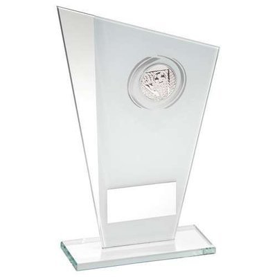 White and Silver Glass Football Awards In 3 Sizes TD749S 165mm