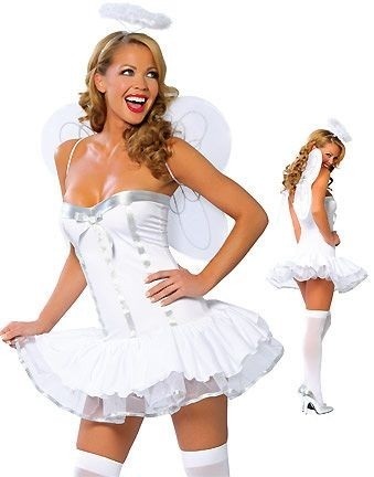 White Warm Angel Costume Dress With Wings