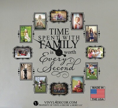 CL205 Family Photo Vinyl Wall Clock (USA Mechanism)