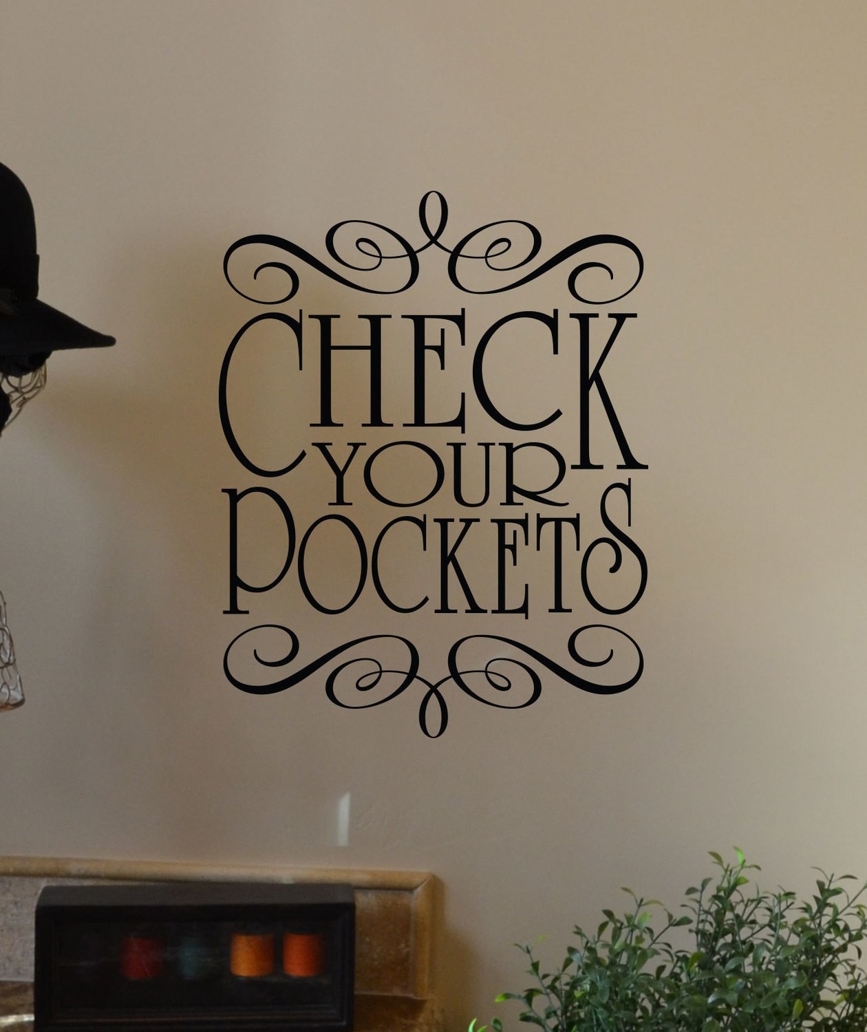 CLEARANCE Check your Pockets  19 x 5 in black