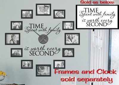 CLEARANCE Time spent with family clock version 21 x 11 black