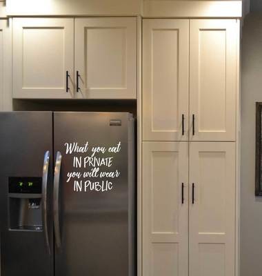 Refrigerator humor wall decal What you eat in private BC756