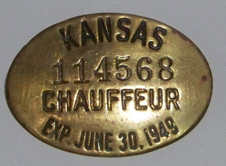Vintage 1949 Kansas Chauffeur Pin Brass