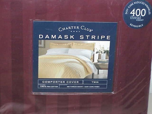 Charter Club Damask Stripe Duvet Cover TWIN