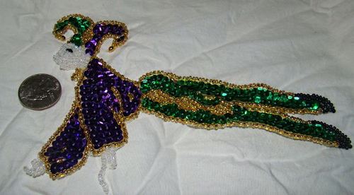 1 Vintage Clown Jester Mardi Gras Harliquin Sequin Applique Patches