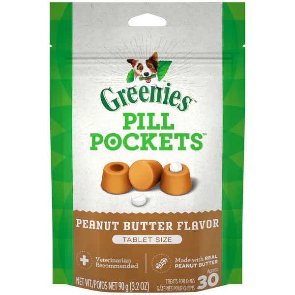 Greenies Dog Peanut Butter Flavored Tablet Pill Pockets 3.2 oz