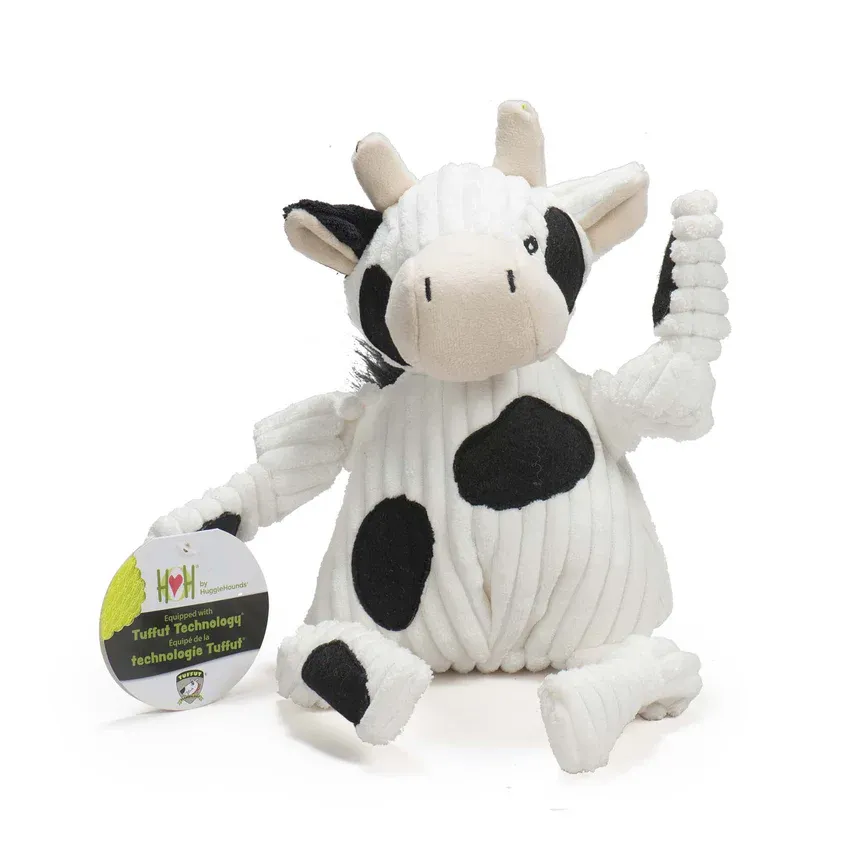 HuggleHounds Dottie Cow Knottie® Plush Dog Toy
