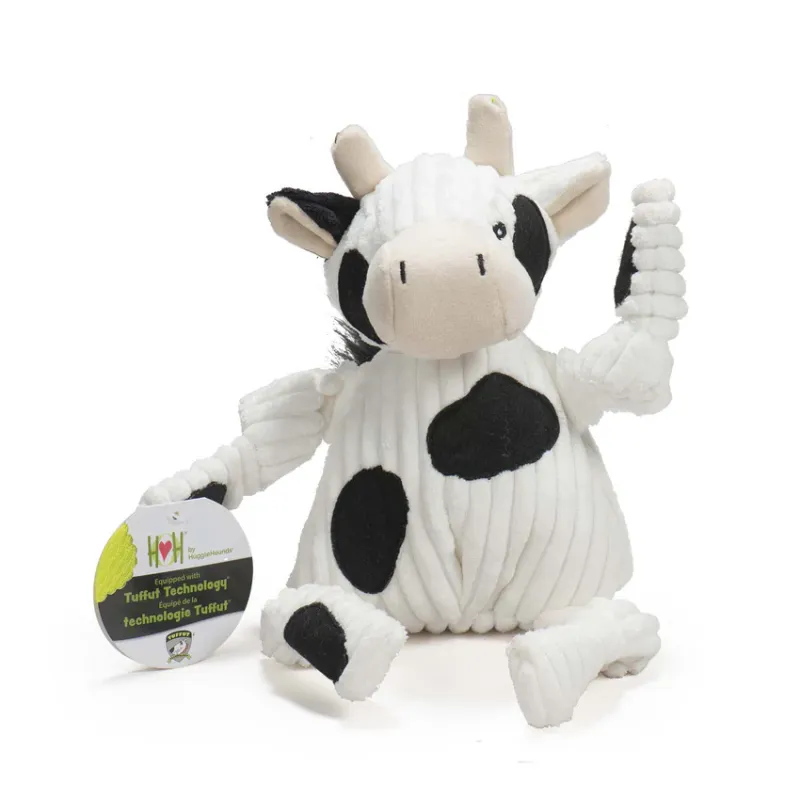 HuggleHounds Dottie Cow Knottie® Plush Dog Toy
