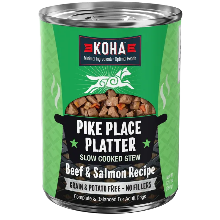 KOHA Pike Place Platter Slow Cooked Stew Beef & Salmon for Dogs 12.7 oz